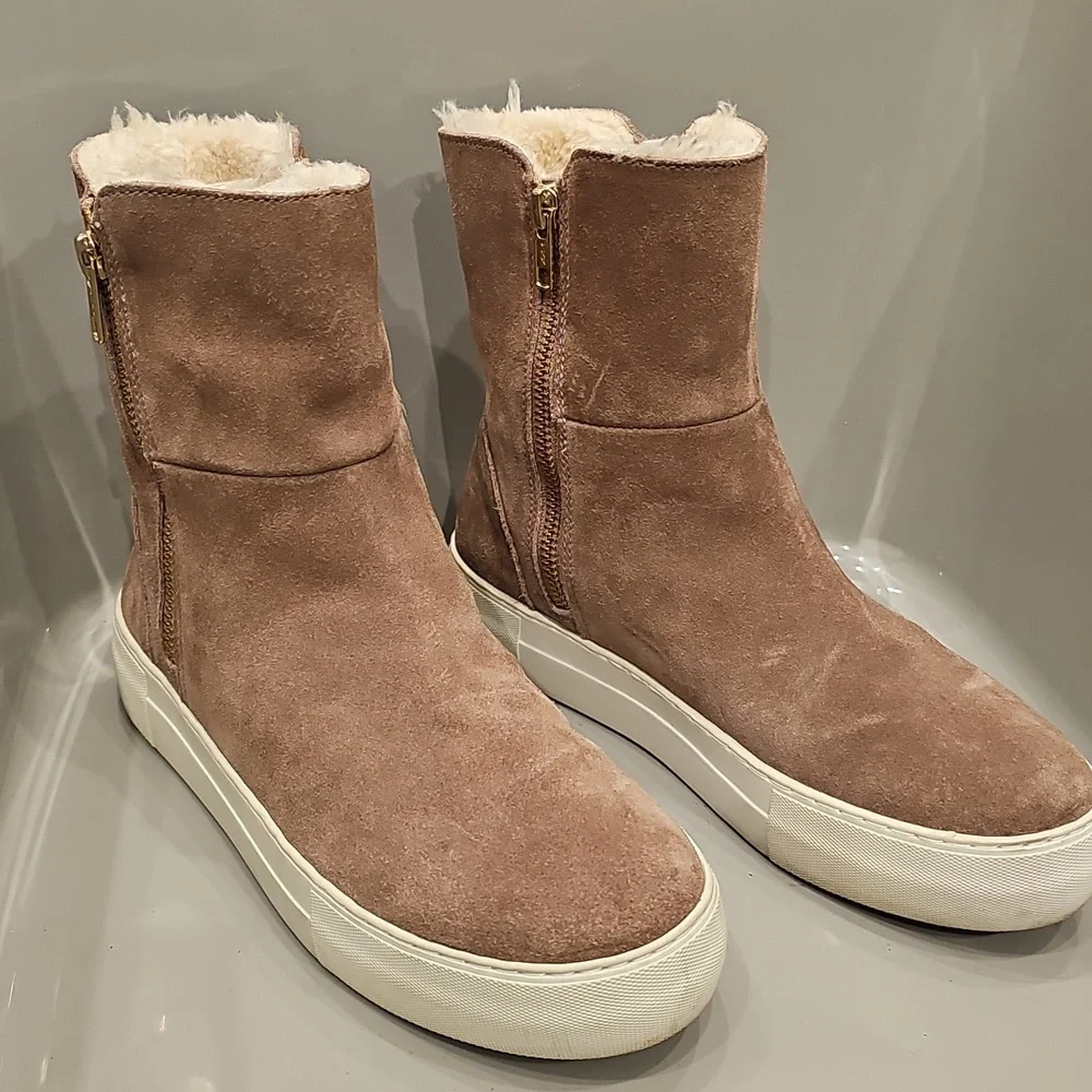 J/SLIDES Waterproof 2-Way Suede w/ Faux Fur Booties